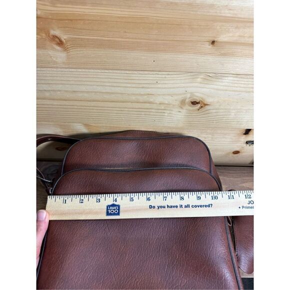 Interpur 1980s Carry On Luggage Weekender Bag Vintage Brown Vinyl Travel Tote Le - Picture 10 of 13